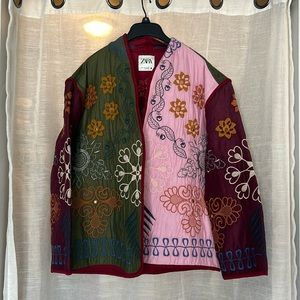 Zara Multicolored Patchwork Embroidered Jacket US size L